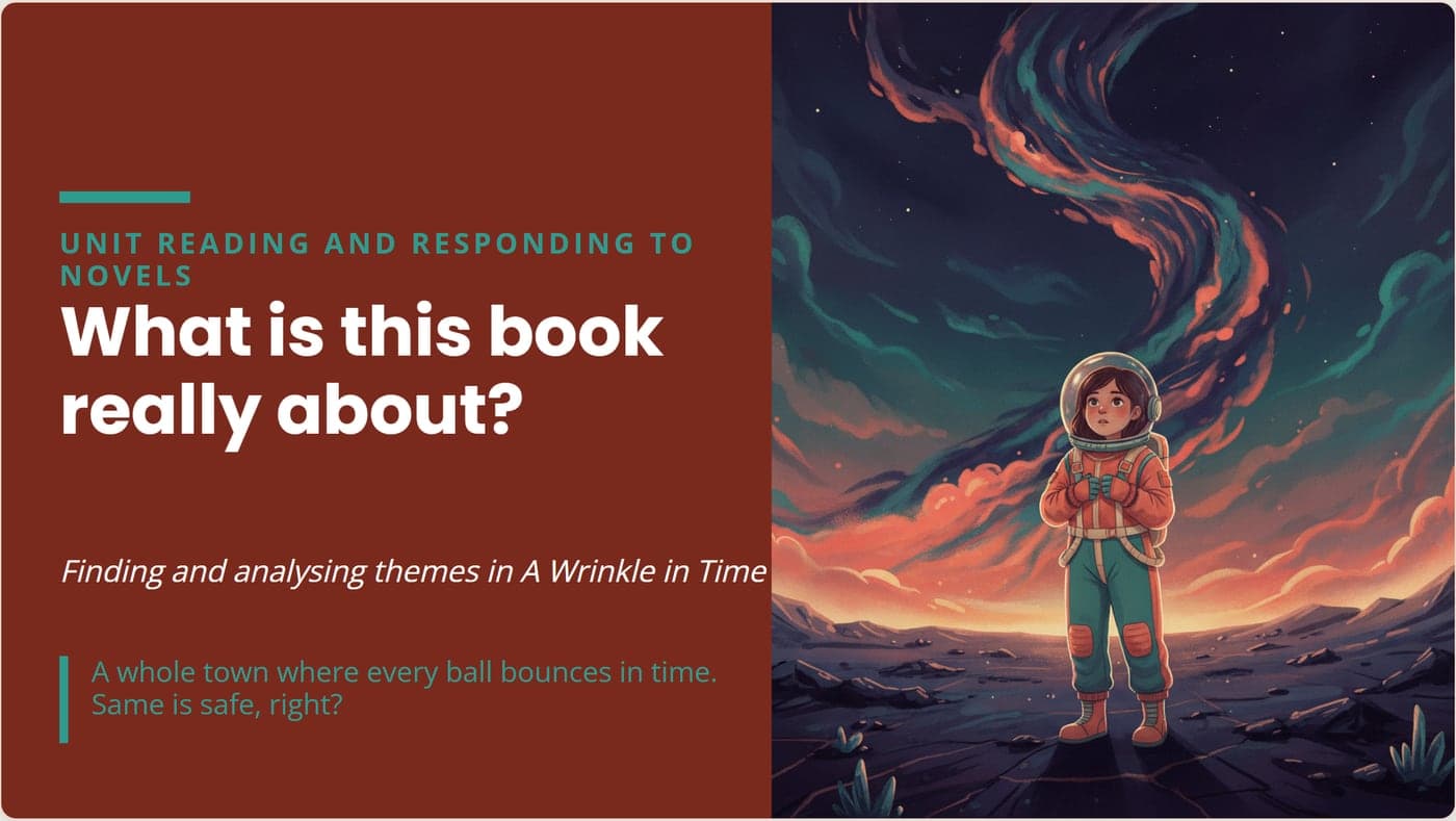 An English title slide: an astronaut child under a swirling galaxy, introducing a novel study.